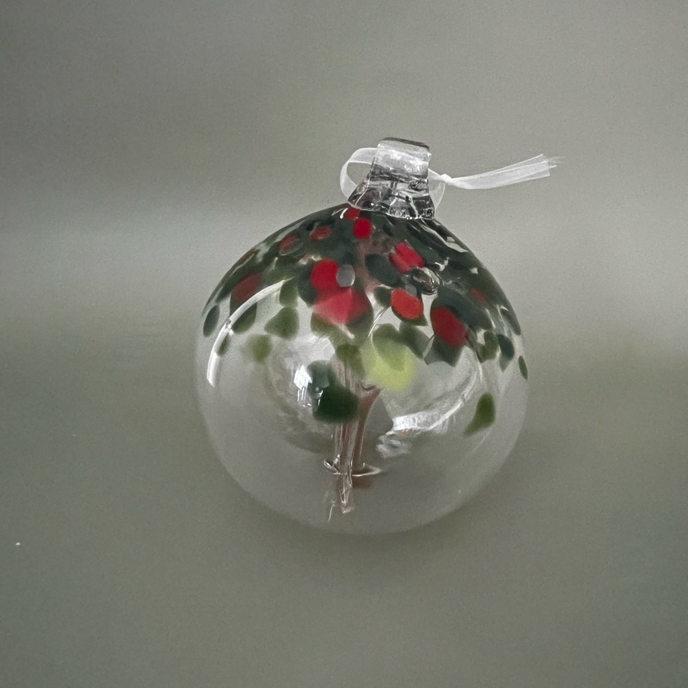 Witch Ball Hand-Blown Glass 6 Inch  "Tree of Life" Ornament